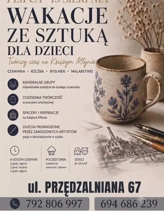 Wakacyjne warsztaty ceramiczne dla dzieci na Księżym Młynie
