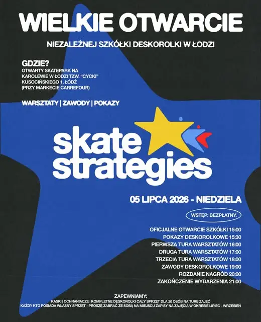 Wielkie otwarcie szkółki deskorolki Skate Strategies w Łodzi już 5 lipca