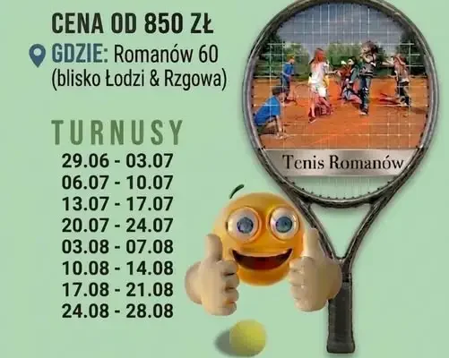 Aktywne wakacje z tenisem w Romanowie – zapisy trwają