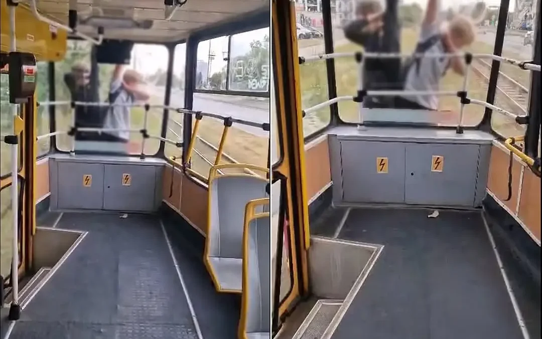 Niebezpieczna jazda na zderzaku tramwaju w Łodzi – nagranie obiega sieć