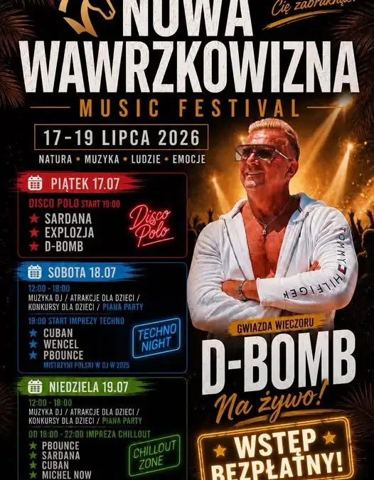 Nowa Wawrzkowizna Music Festival 2026 w Bełchatowie – trzy dni muzyki i atrakcji