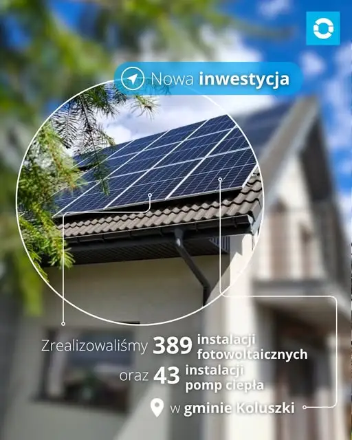 Gmina Koluszki zakończyła projekt OZE – 389 instalacji fotowoltaicznych i 43 pompy ciepła