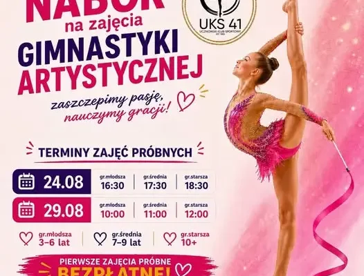 UKS 41 Łódź ogłasza nabór do sekcji gimnastyki artystycznej na sezon 2026/2027