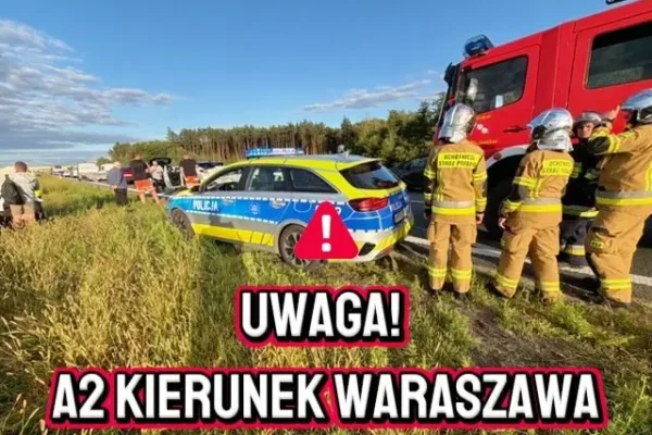 Kolizje na A2 w kierunku Warszawy – utrudnienia na 405. i 408. km
