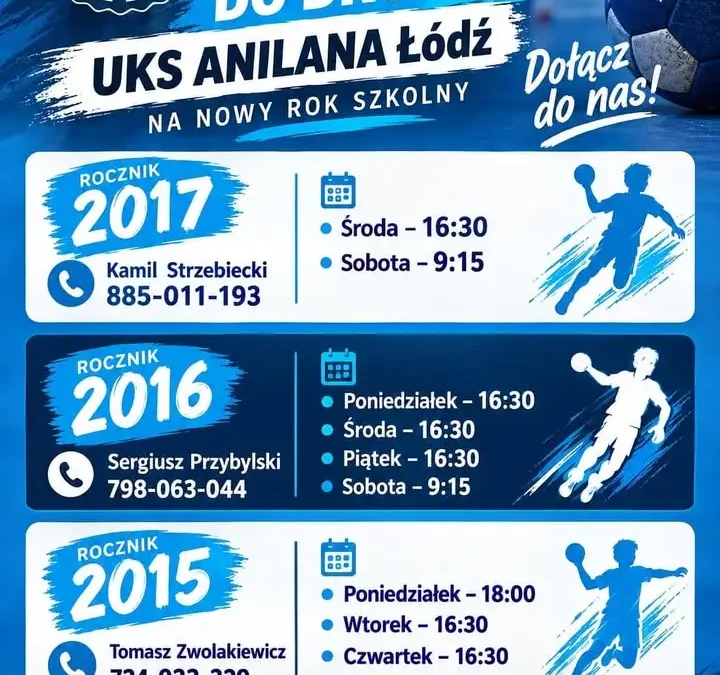 UKS Anilana Łódź ogłasza nabór do drużyn piłki ręcznej na nowy rok szkolny