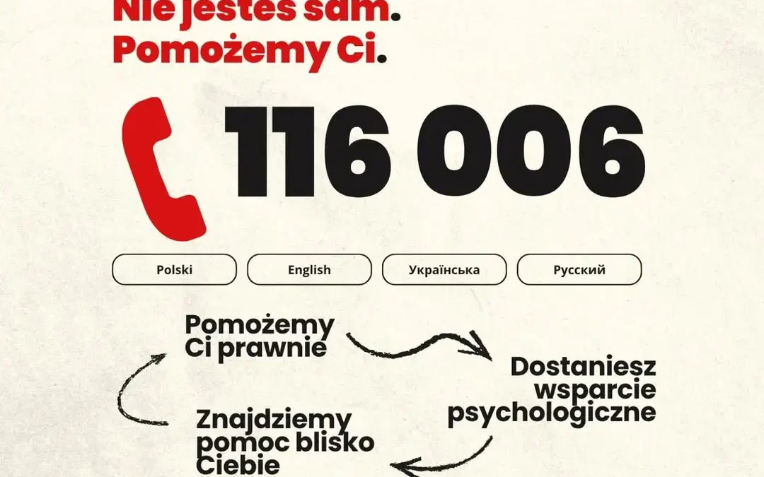 Ogólnopolska linia pomocy dla ofiar przemocy – zadzwoń pod 116 006