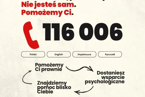 Ogólnopolska linia pomocy dla ofiar przemocy – zadzwoń pod 116 006